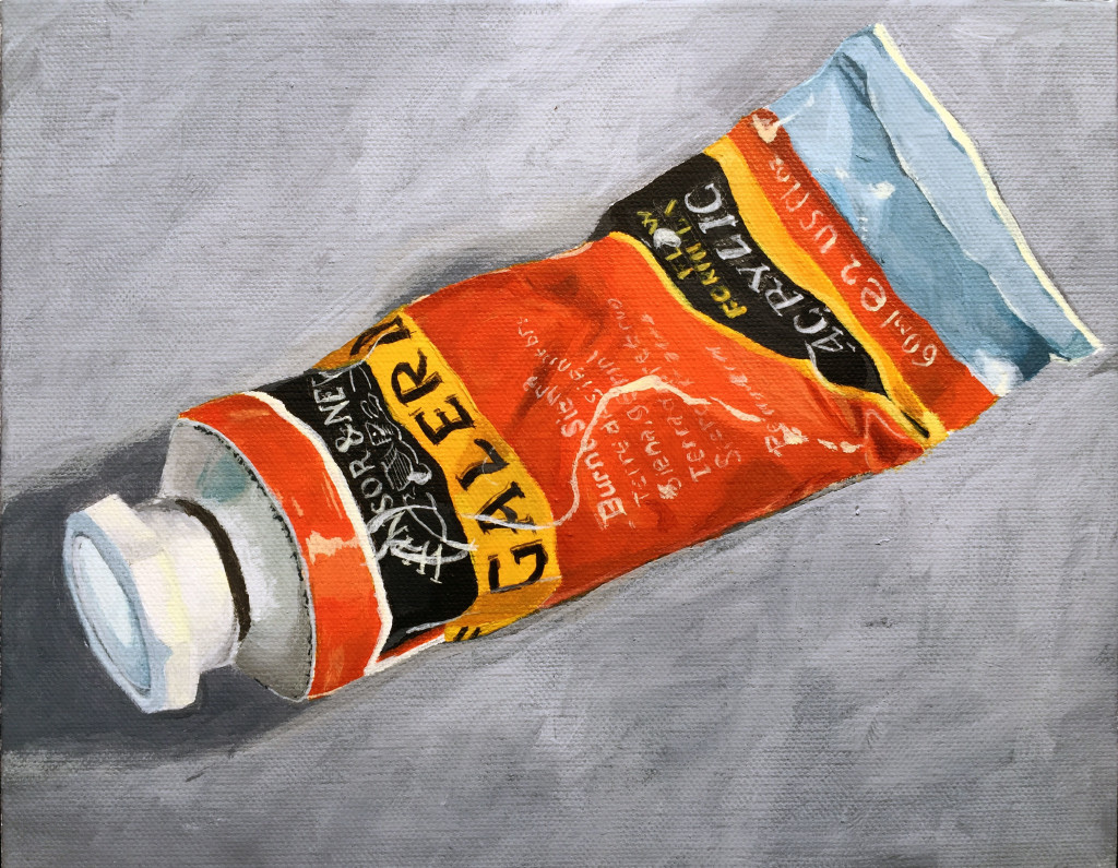 "Orange Tube" Acrylic on Canvas. 10" by 8"