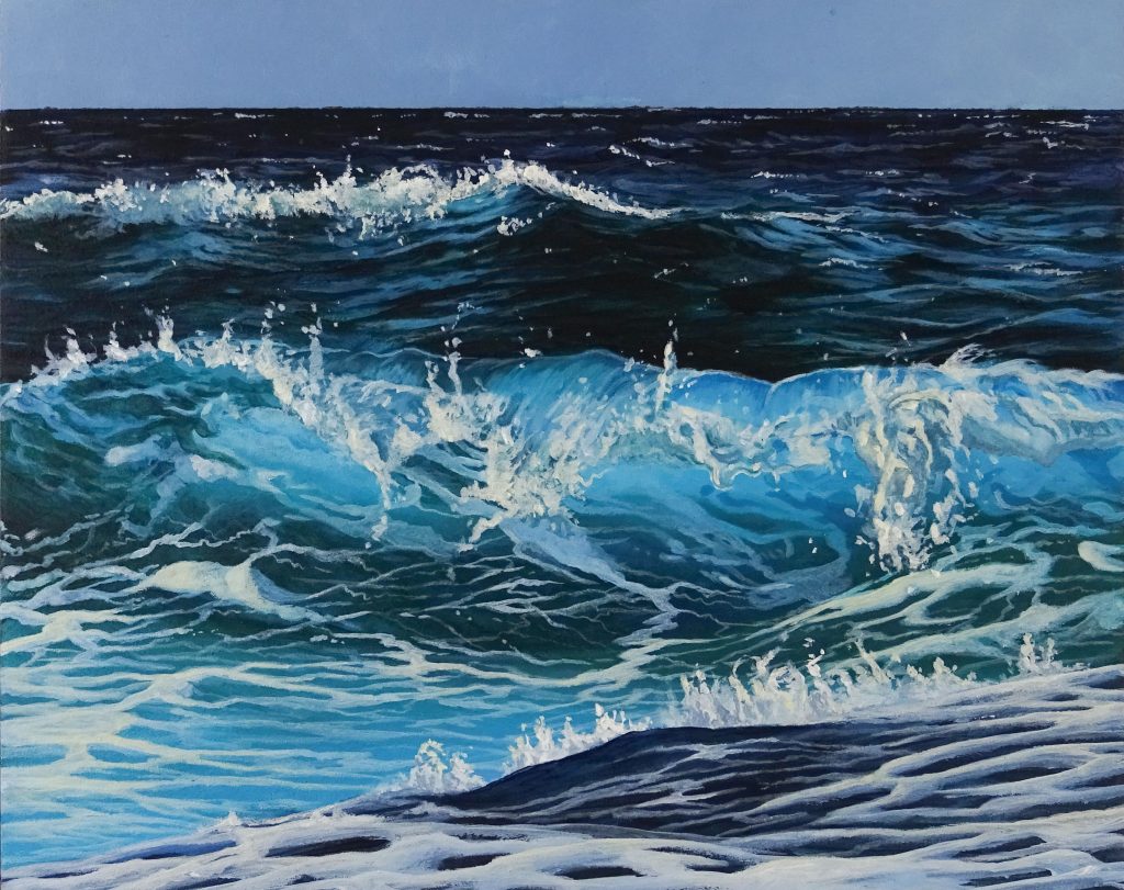"3 Waves" Acrylic on Panel 10" by 8"