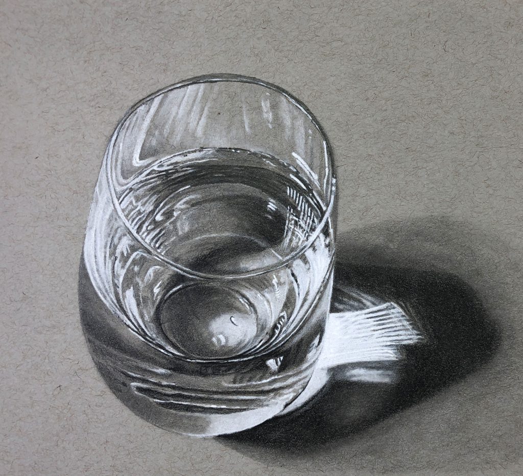 "Light Water" Graphite and Charcoal. 8" by 8"